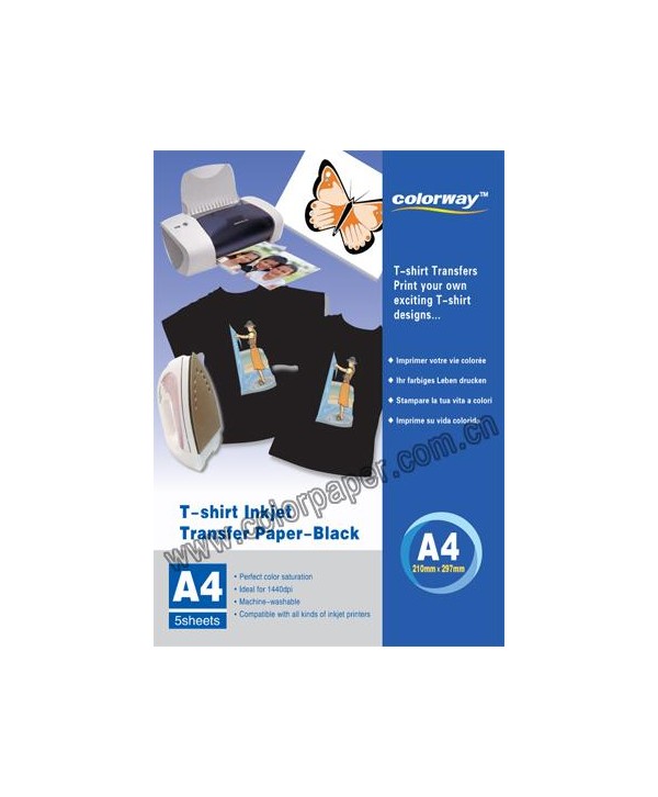 Dark T-shirt transfer paper,120g/m2  A4 5 Fogli